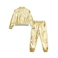 thumbnail image 4 of TTAO Kids Girls Boys Hip Hop Dance Outfit Shiny Metallic Bomber Jacket with Pants Performance Dancewear Gold 6, 4 of 7