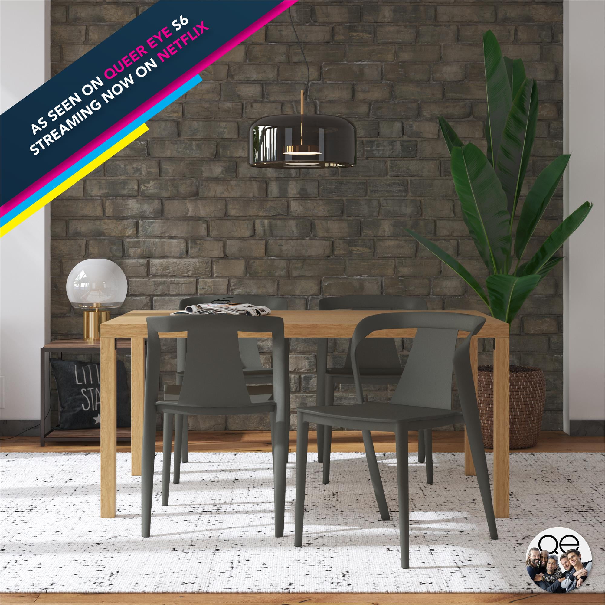 Queer Eye Adrian Curved Arm Dining Chair, Indoor/Outdoor, 4Pack