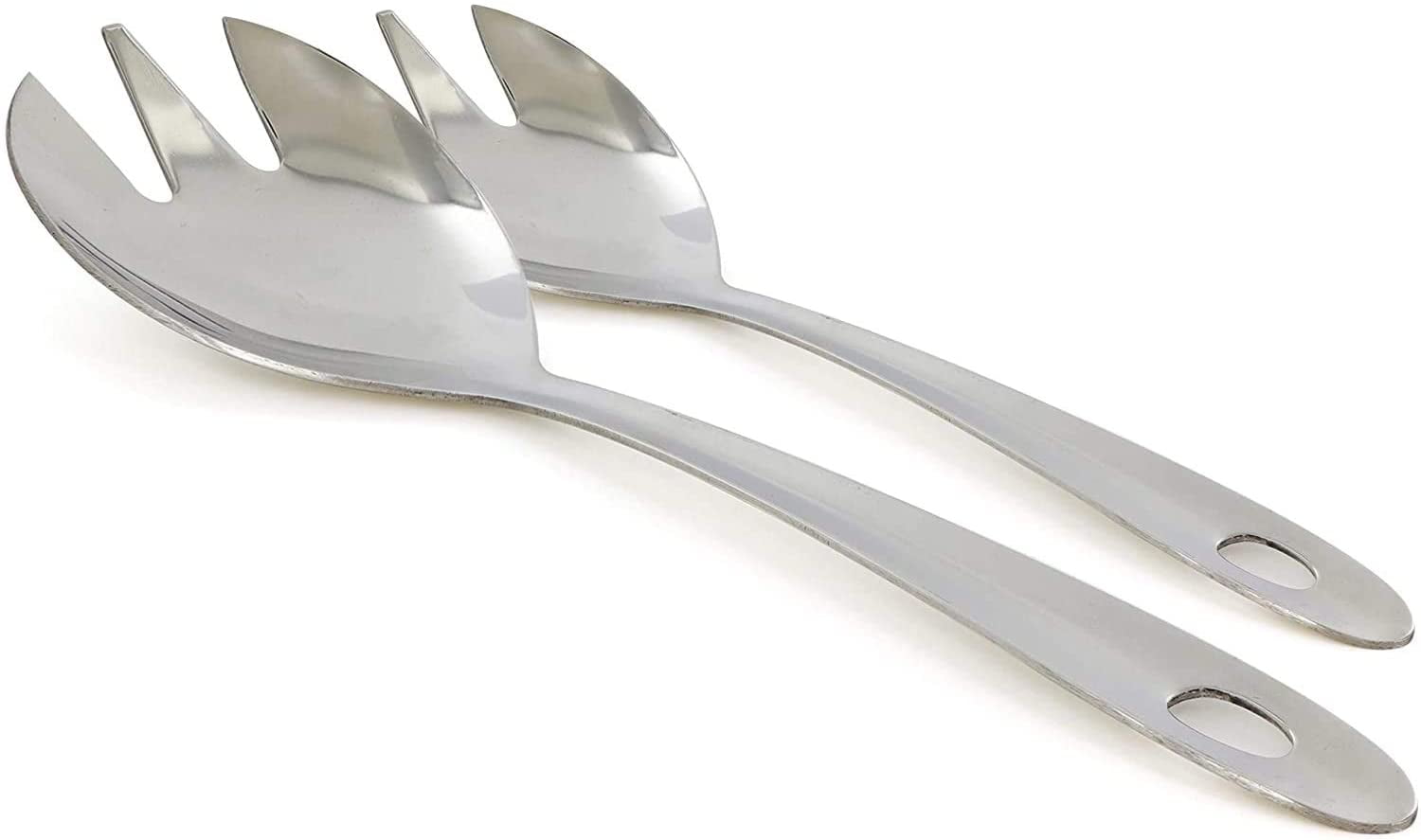 Ram Pro Stainless Steel Salad Server Fork Perfect to Serve Fruit and Potato Salad, Features Handle with Hole in Top for Easy Hanging (Pack of 2)