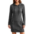 thumbnail image 6 of Guieoi Womens Dresses Long Sleeve Solid-Color Casual Fall/Winter Dress Midi Dress Gray S, 6 of 9