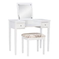 thumbnail image 1 of Linon Coiffeuse Papillon et Tabouret Rembourré Miroir Relevable 2 Tiroirs en Bois Blanc, 1 of 16