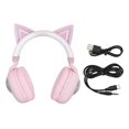 thumbnail image 1 of Kids Bluetooth Headphones RGB Lights Cat Ear Headset 20H Playtime HiFi Stereo Headphones with Microphone for School Laptop Roseate, 1 of 4