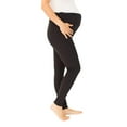 thumbnail image 3 of Plush Maternity Fleece-Lined Cotton Over-Belly Leggings Black, 3 of 3