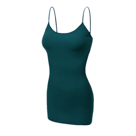 

Emmalise Women s Basic Casual Long Camisole Adjustable Strap Cami Layering Top Medium Green Teal