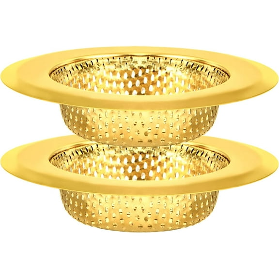 CATPAN Kitchen Sink Strainers, 2 Pack Stainless Steel Mesh Sink Drain Basket Food Catcher, Large Wide Rim of 4.5 Inches Diameter, Gold