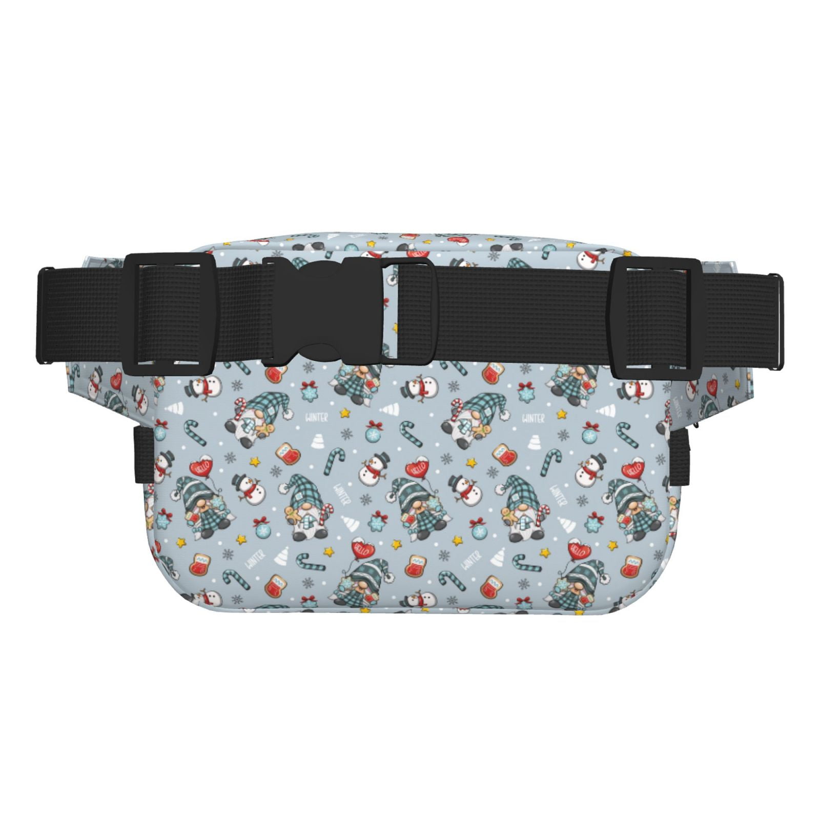 Picia Winter Gnome And Snowman Print Square Double-Layer Waist Bag Mini Adjustable Waist Belt Bag Exercise Running Travel Hiking