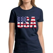 USA Shirts for Women - Patriotic Graphic Tees - American Flag 4th of July BBQ Party Celebrate Independence Day