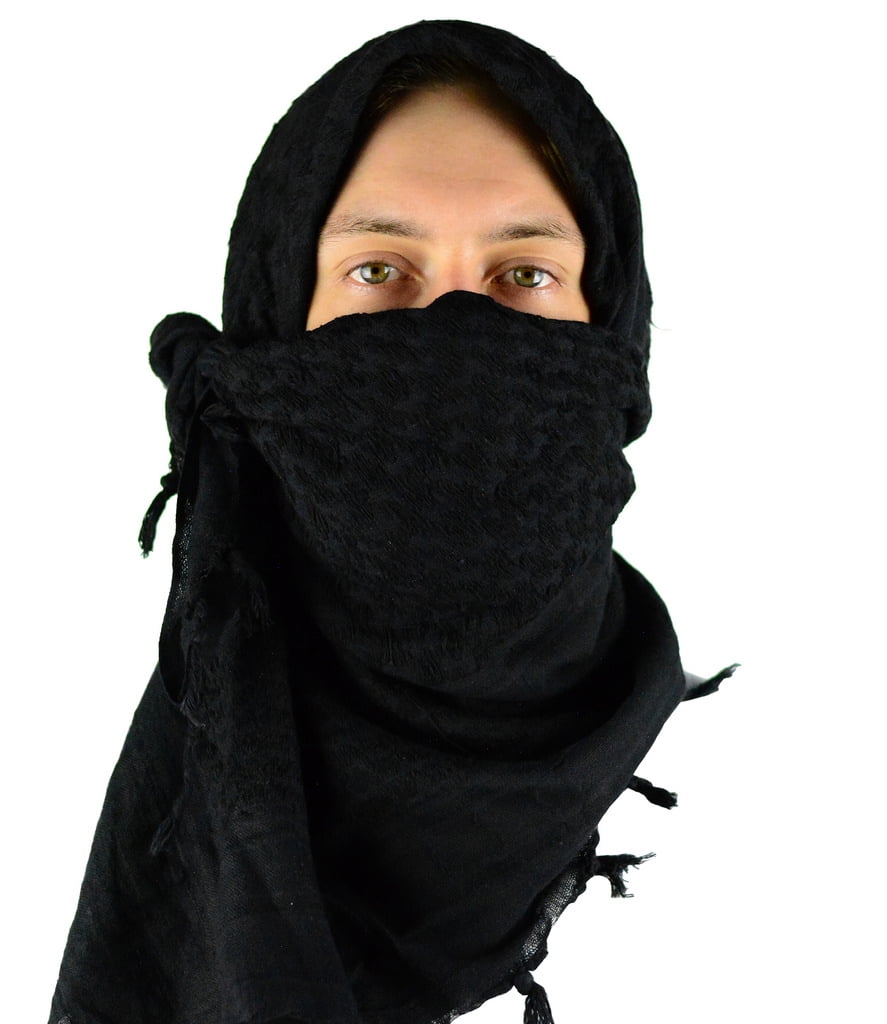 FREE SOLDIER BLACK SKULLS 100% Cotton Military Shemagh Tactical  Keffiyeh Scarve 