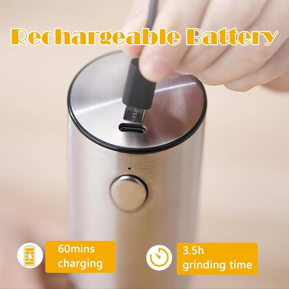 Electric Salt and Pepper Grinder Set, Pepper Mill With Adjustable Coarseness, Rechargeable Salt Pepper Shakers, Visuable Window Led Light