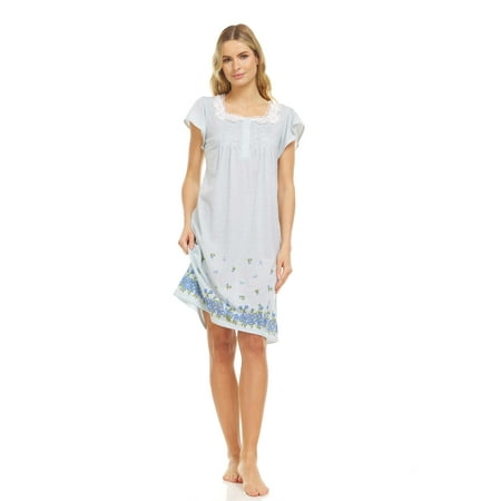 

Lati Fashion Women Nightgowns Short Sleeve Female Nightgowns & Sleepshirts Blue 1X