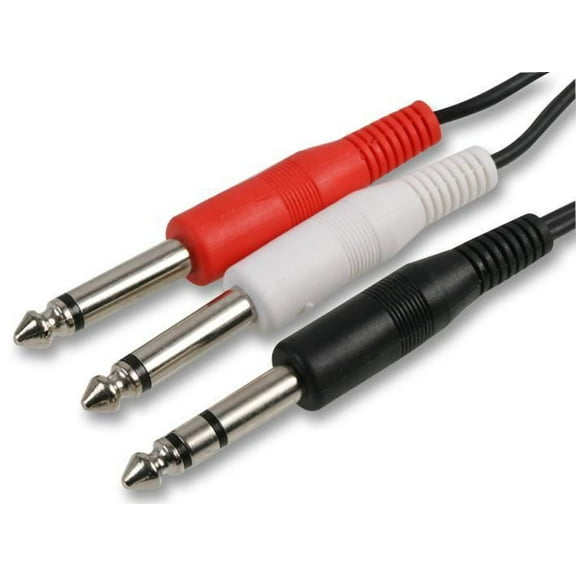 PRO SIGNAL - 6.35mm Stereo Jack To 2x Mono Jack Lead, 2m Black