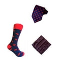thumbnail image 1 of Valentine's Day Men's Link Heart Pattern Socks with Necktie and Pocket Square Set Package In Navy with Red Color, 1 of 1