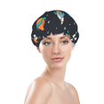 thumbnail image 3 of Kll Space Pattern Shower Cap & Bath Cap For Women,Reversible Oversized Waterproof Shower Caps For All Hair Lengths,Elastic Reusable Bathing Hair Cap, 3 of 9