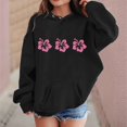 thumbnail image 2 of Girls Hoodies Size 14-16 Floral Graphic Long Sleeve Soft Sweatshirt Kids Oversize Y2k Long Sleeve Shirt Clearance Clothes a-Black, 12-13 Years, 2 of 5