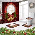 thumbnail image 2 of Juego de 4 cortinas de ducha navideñas, alfombra antideslizante, alfombrilla de baño y tapa de inodoro, decoración de baño con campanas y 12 ganchos, 2 of 7