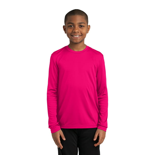 Tigge Tilskynde galleri Sport Tek Teen Unisex Regular Plain Long Sleeves T-Shirt Pink Raspberry  Medium - Walmart.com