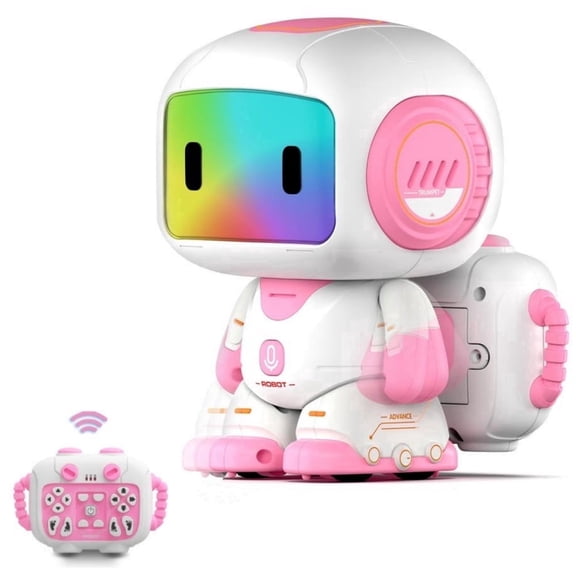 Aezusy Remote Control Robot Toy for Girls, Programmable Walking Sliding RC Robot with Recording, Music, LED Lights, STEM Educational Interactive Toy Gift for Kids Ages 3-8, Pink