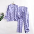 thumbnail image 3 of felwors Women's Cotton Flannel Pajama Set Cute Printed Long Sleeve Button Down Shirt Sleepwear Cute Pj Set PP2, L, 3 of 3