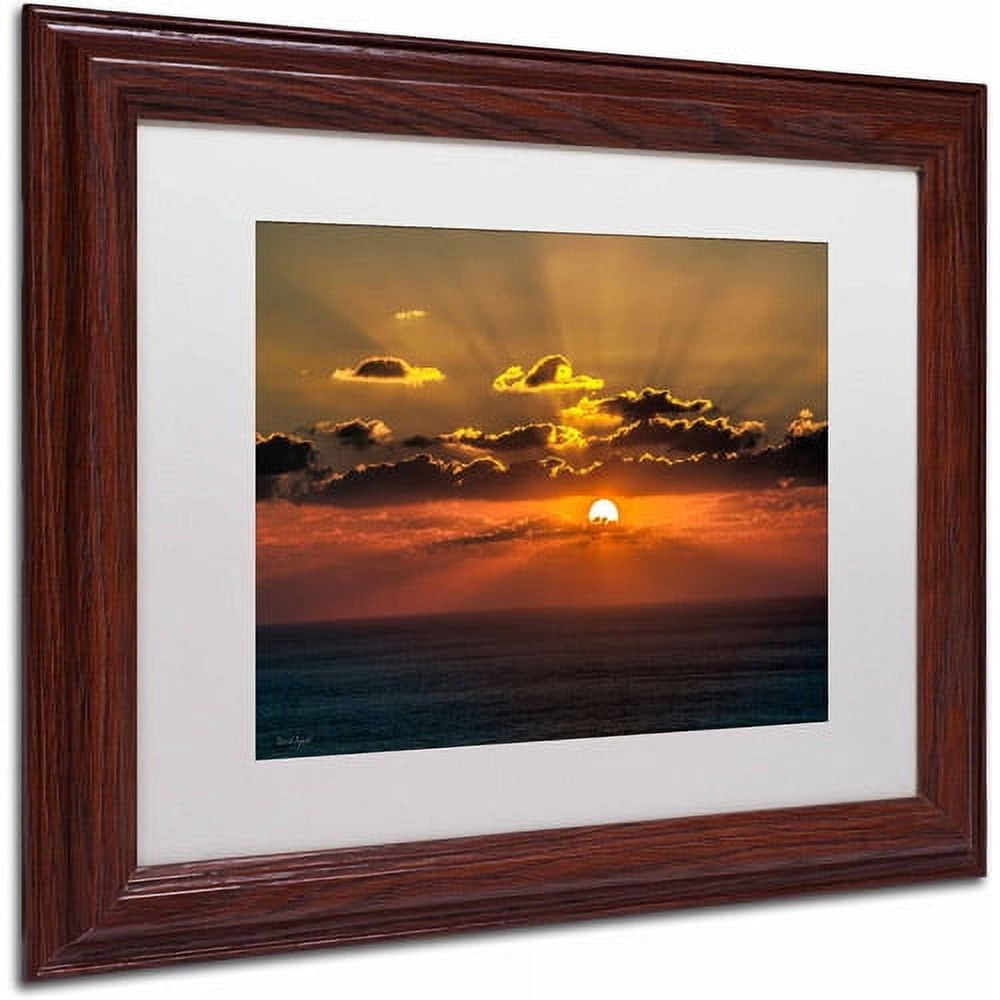 Trademark Fine Art "Mediterranean Sunset" Canvas Art by David Ayash, White Matte, Wood Frame