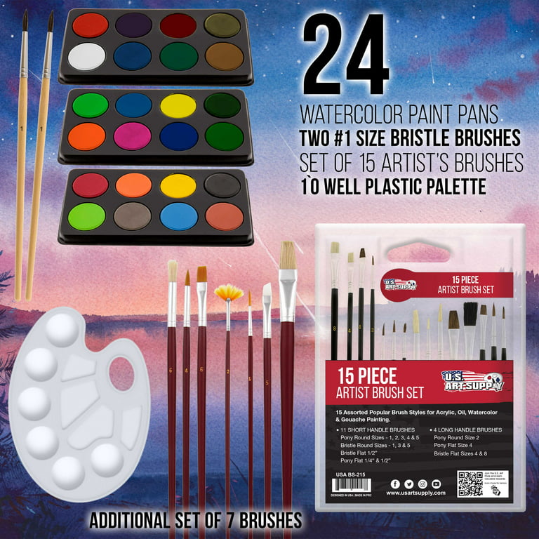  U.S. Art Supply 162-Piece Deluxe Mega Wood Box Art Painting and  Drawing Set - Artist Painting Pad, 2 Sketch Pads, 24 Watercolor Paint  Colors, 24 Oil Pastels, 24 Colored Pencils, 60 Crayons, 2 Brushes