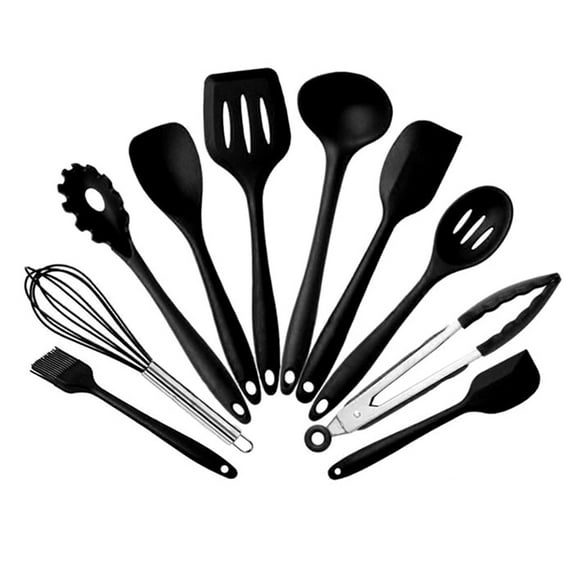 Amdohai Silicone kitchenware 10-piece non-stick cookware silicone kitchenware package Black ten
