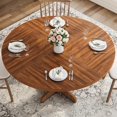 thumbnail image 4 of 47" Round Dining Table for 4 with Wooden Base - Kitchen & Dining Room Table (Table Only), 4 of 7