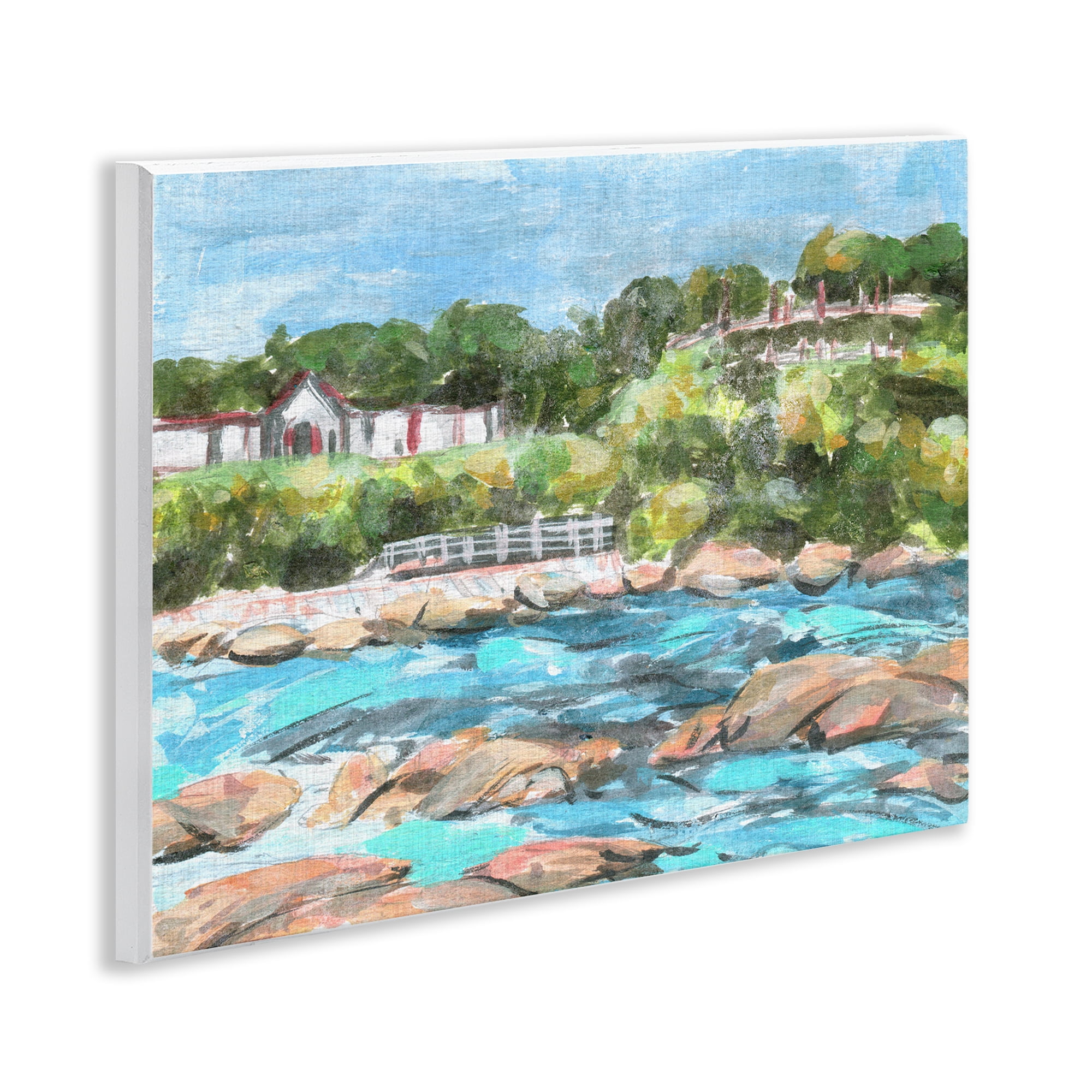 Stupell Industries Rocky Nautical Landscape Landscape Painting Unframed Art Print Wall Art, 14 x 11