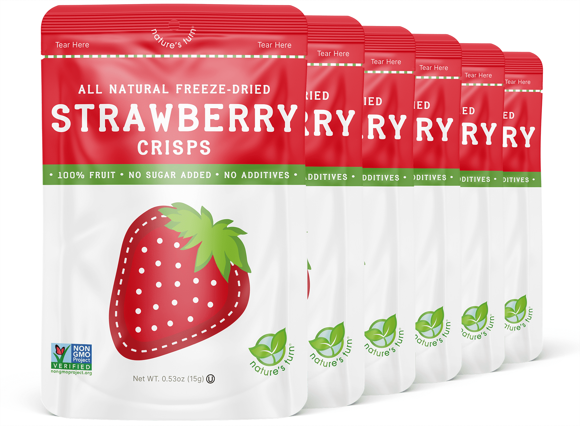 Nature's Turn Freeze-Dried Strawberry Crisps, Pack of 6 (0.53 oz Each)
