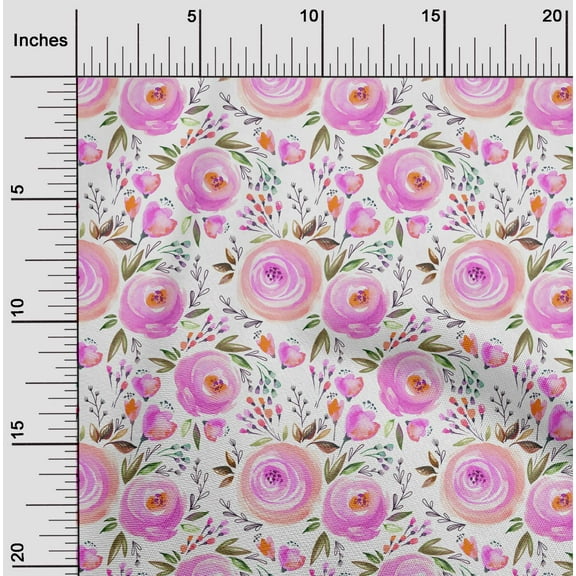 oneOone Cotton Jersey Pink Fabric Leaves & Flowers Floral Quilting Supplies Print Sewing Fabric By The Yard 58 Inch Wide