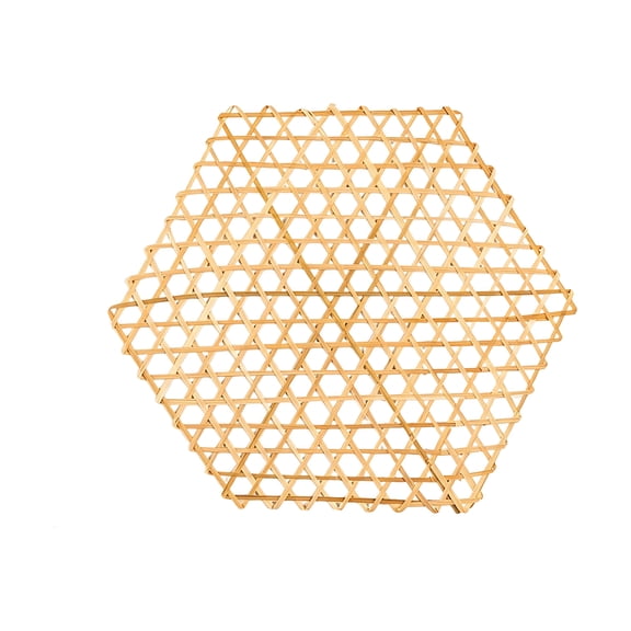 5 Pack Natural Hexagon Rattan Placemats Heat Resistant Handwoven Table Mats Non-Stick Protective Coasters for Dining Table Home Decor and Events