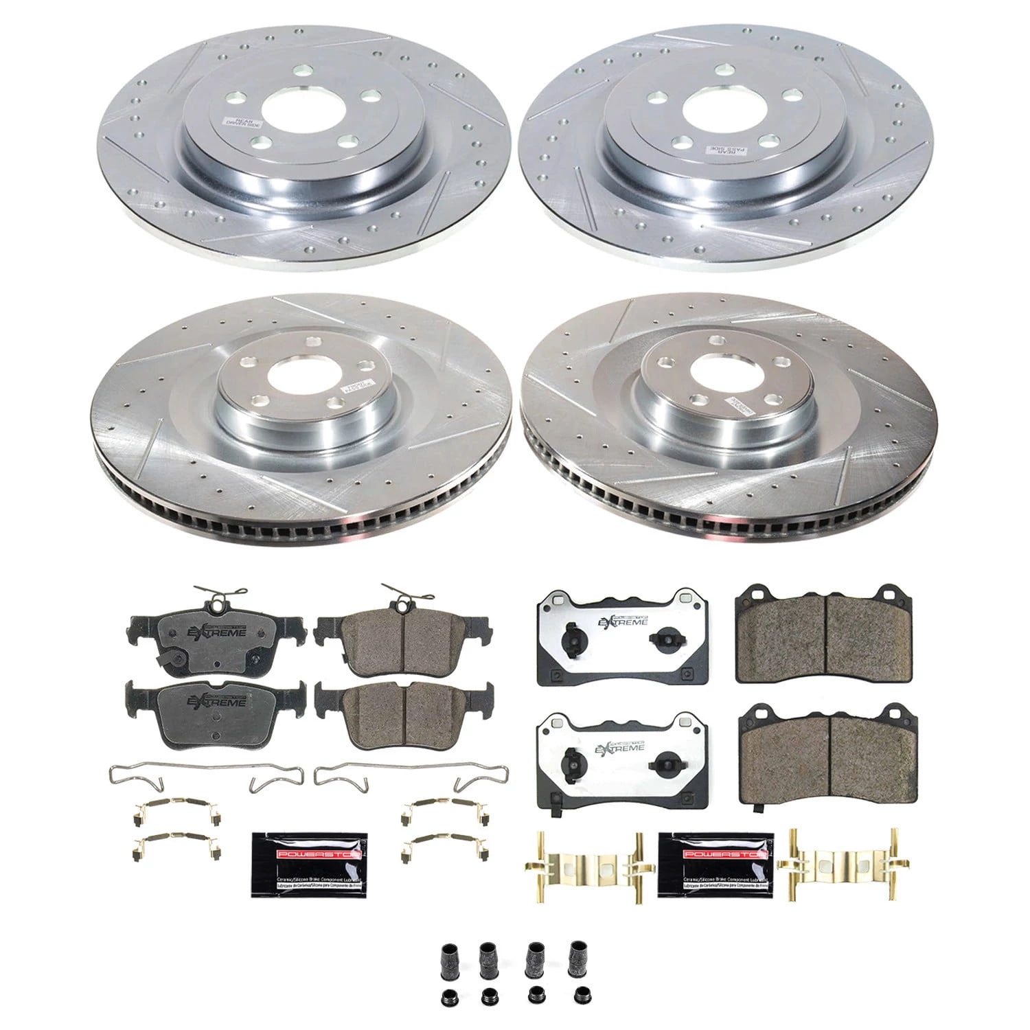 PowerStop Front and Rear Z26 Street Warrior Carbon-Fiber Ceramic Brake Pad and Drilled and Slotted Rotor Kit Fits: FORD Select Models K8805-26