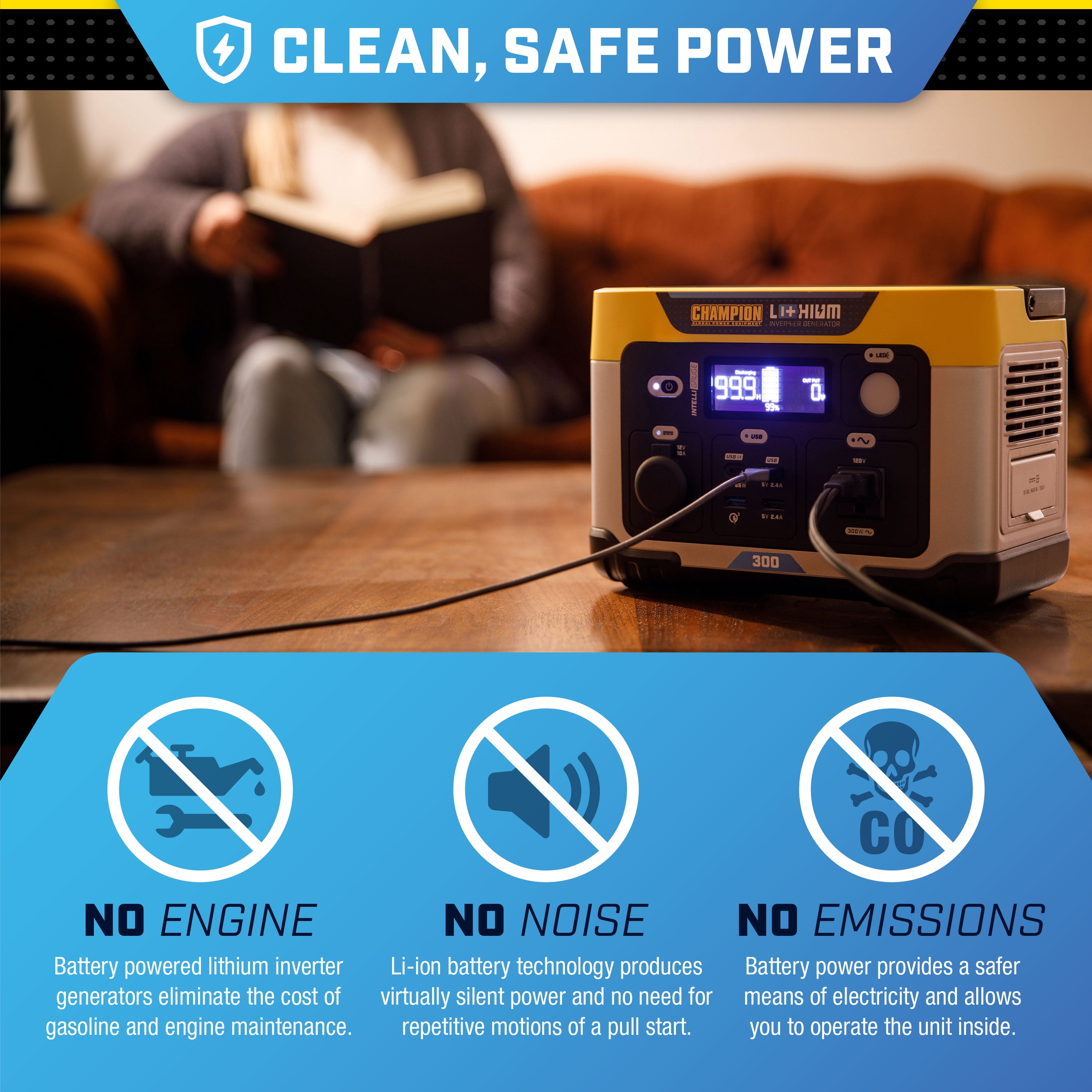 Champion Power Equipment 285-Wh Portable Lithium-Ion Solar Generator Power Station