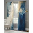 thumbnail image 4 of Abstract Graffiti Sheer Curtains for Living Room Bedroom, Light-filtering Sheer Curtain, Beige Blue Geometric Graffiti Rod Pocket Voile Window Treatment Drapes, 52’’Wx96’’L, 2 Panels Set, 4 of 7