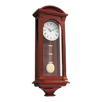 Olden Days Wall Clock with Real Wood, 4 Chime Options, Swinging