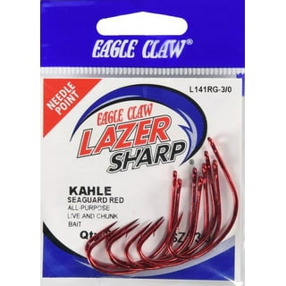 One bag of 50 Eagle Claw Laser Sharpened Kahle Bait/Worm Size 6 Hooks