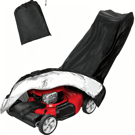 AUQ Lawn Mower Cover,Waterproof Push Mower Covers,Dust Uv Protection Universal Oxford Lawnmower Covers with Drawstring&Storage Bag Push Mower Cover