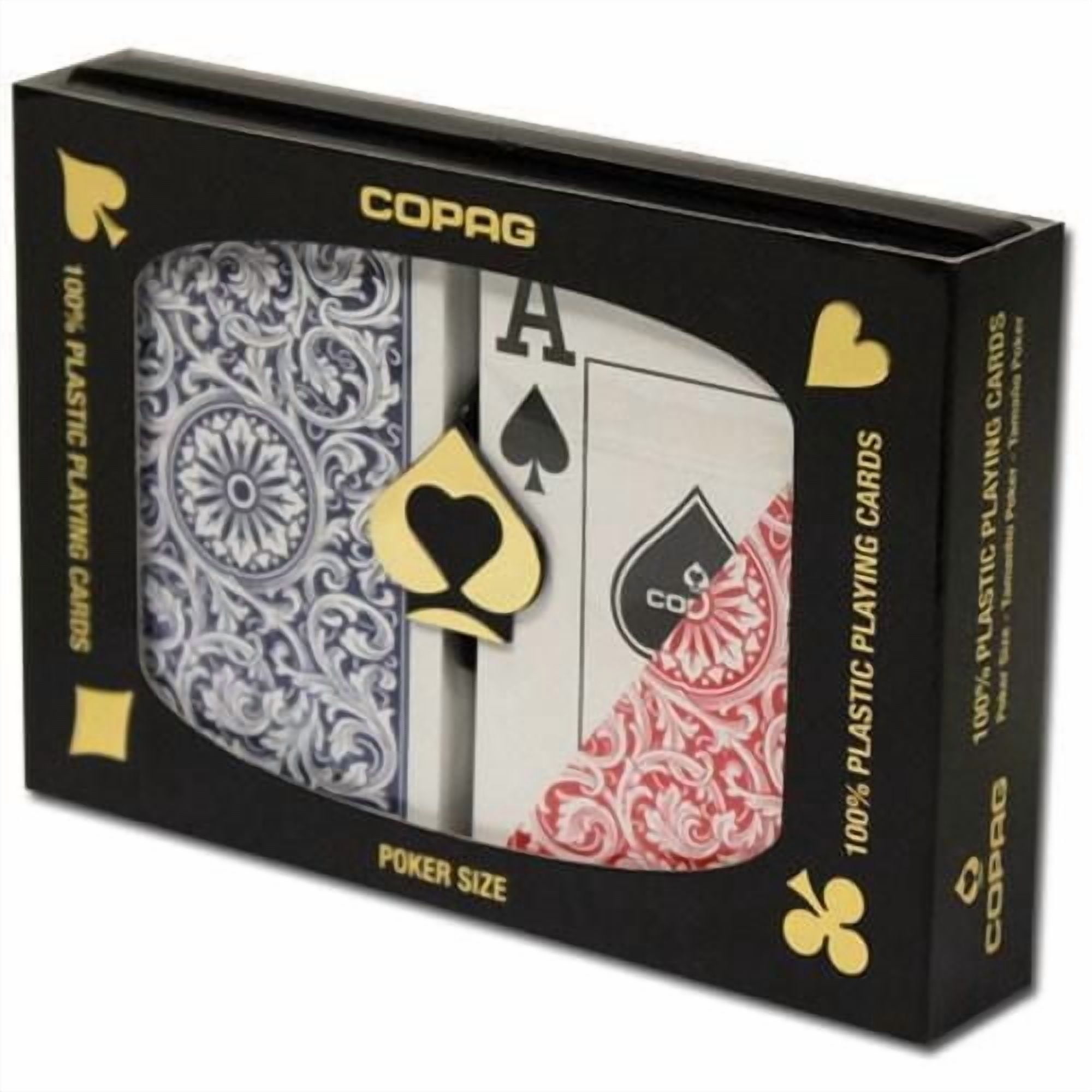 Packs of Copag cards 100% Plastic -Poker size / Jumbo index / Red & Blue