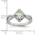 thumbnail image 2 of 925 Sterling Silver Rhodium Green Quartz and Diamond Ring Size 7, 2 of 5