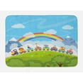 thumbnail image 1 of Nursery Bath Mat, Cartoon Railway Train with Various Animals and a Rainbow Mountains Clouds Trees, Non-Slip Plush Mat Bathroom Kitchen Laundry Room Decor, 29.5 X 17.5 Inches, Multicolor, Ambesonne, 1 of 2