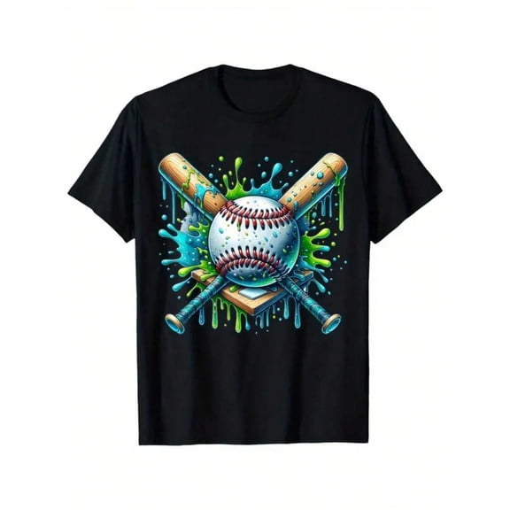 Baseball Dripping Ice Cream Drip Boys Baseball T-Shirt, T-Shirt for Kids Youth, 180gsm, 100% Cotton