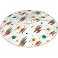 thumbnail image 3 of Christmas Tree Skirt 36 inches Mid Century Modern Retro Starburst Xmas Tree Skirts Mat Farmhouse Rustic Xmas Holiday Indoor Party Outdoor Decoration, 3 of 7
