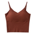 thumbnail image 2 of Womens Shelf Bra Tank Tops Fashion Women's Summer Casual Solid Color Loose V-neck Tank Red M, 2 of 7
