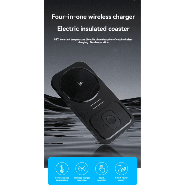 4-in-1 Coffee Mugs Warmer Phone Wireless Charger Drink Heating Warmer for Desk Use Keep Beverages Warmer US Plug