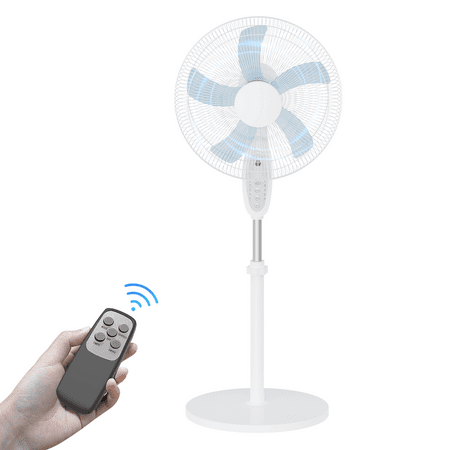 Riousery Oscillating Adjustable Pedestal Fan with 3-Speeds w/Remote Control White 18 Long New