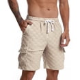 thumbnail image 2 of Men's Jacquard Textured Cargo Shorts 10" Inseam Summer Fashion Short Pants Elastic Waist Drawstring with Pockets 2026 Streetwear, 2 of 8