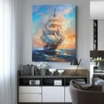 thumbnail image 4 of Xecao Sailing Ship Ocean Sunset for Ready-to-Hang Canvas Art 12x16 Inches - Waterproof HD Print Solid Wood Frame for Gifting,Vertical, 4 of 8