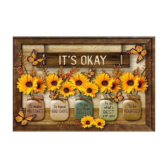 CCOCC 2026 New Wall Decor,Vibrant Design Waterproof Canvas Wall Art for Living Room,Retro Pastoral Sunflower Decor,Butterfly and Flower Wall Backdrop for Bedroom,12L X 8W Inches