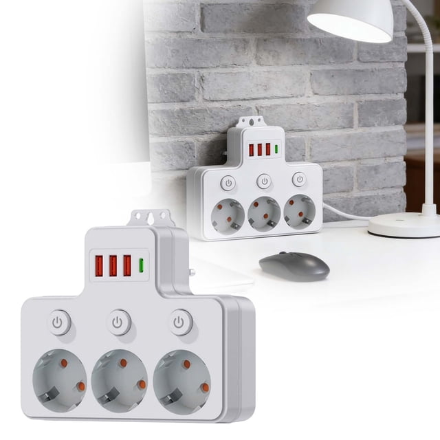 BotaniNest Function Wall Socket Extender With USB Charging Ports Individual Switches Surge Wall Design Fast Charging USB A & Type C Ports Ideal For Home Offi