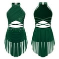 thumbnail image 2 of Aislor Kids Girls Ballet Lyrical Sleeveless Rhinestone Figure Ice Skating Dress Dancewear A Green 8, 2 of 6