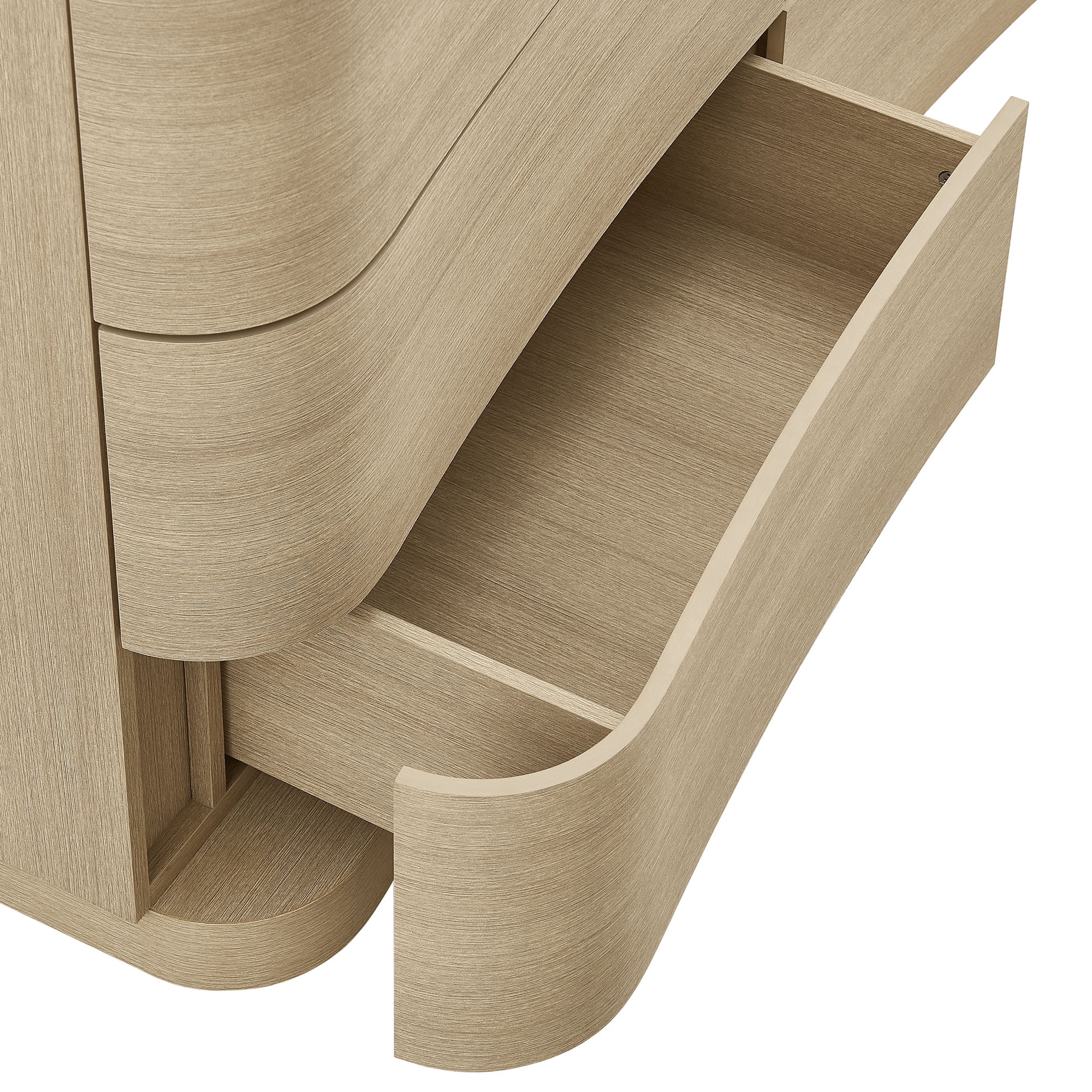 Mirae 6-Drawer Curved Dresser in Brushed Light Oak